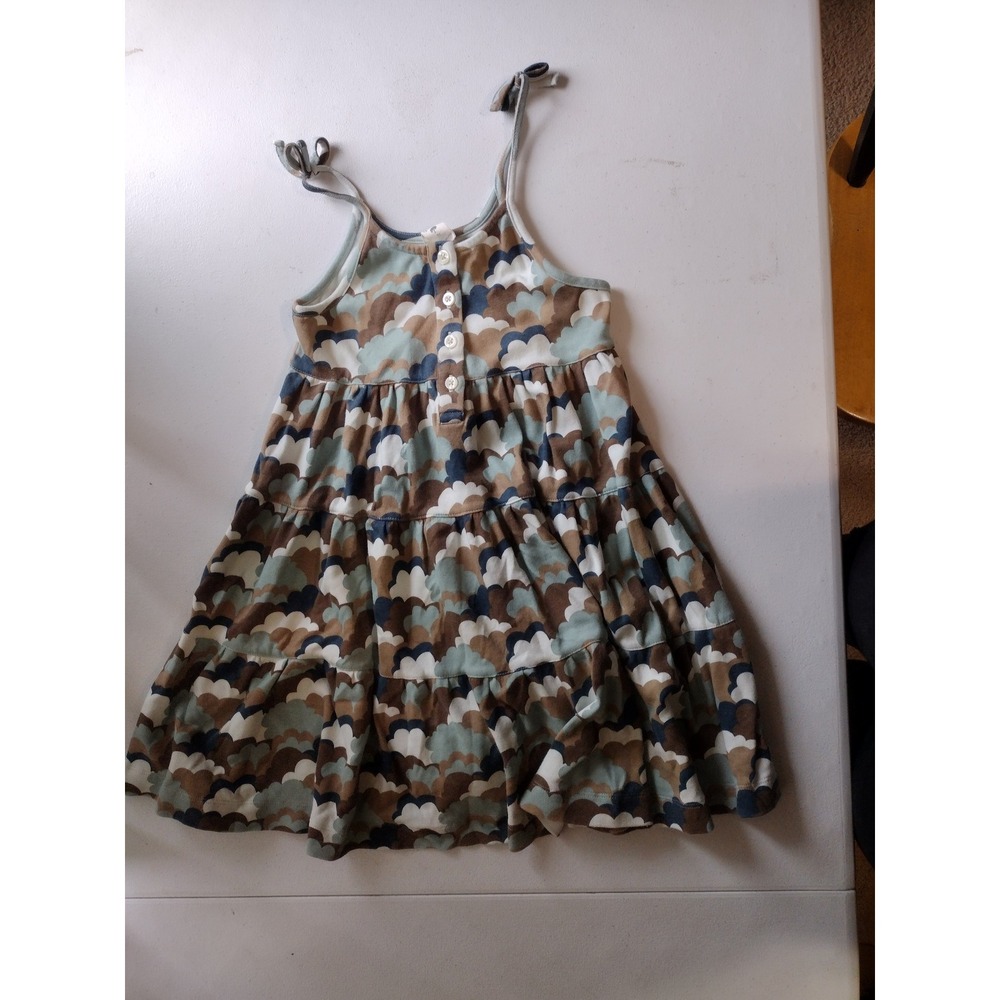 Kate‎ Quinn Girls Cloud Print Tiered Sundress Sleeveless Organic Cotton Cute
